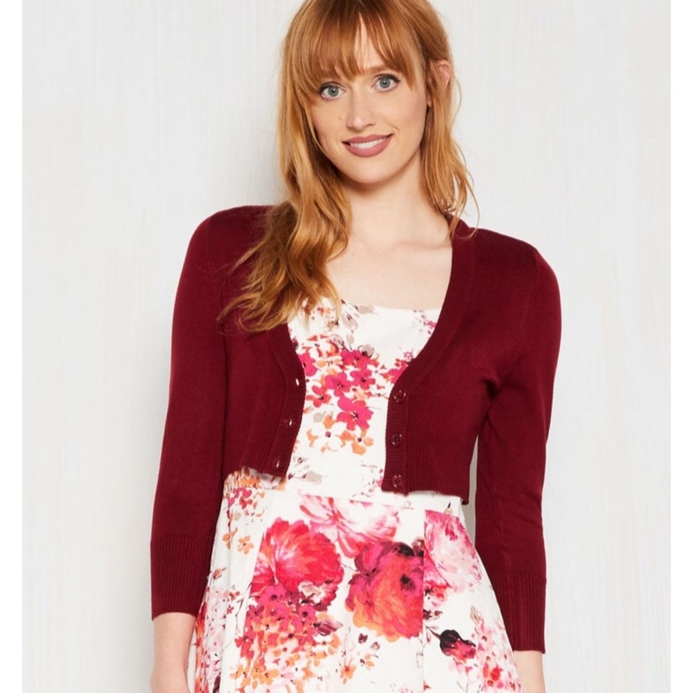 ModCloth Fervour Dream Of The Crop Cardigan - wine
